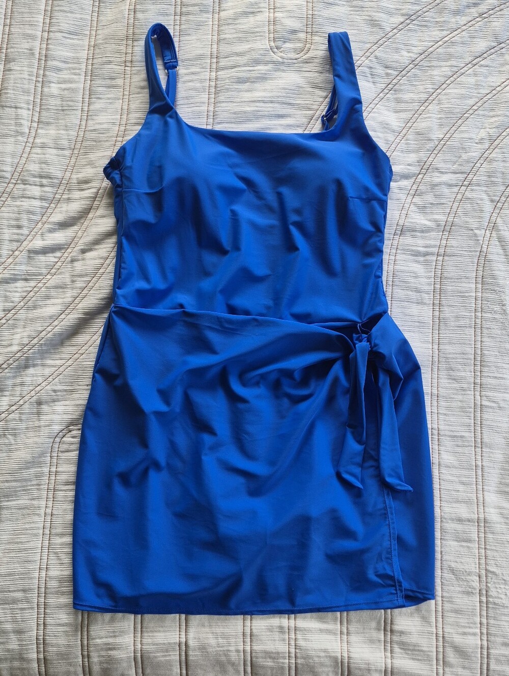 Faux Wrap Swim Dress Time & Tru Blue Cobalt Crush Ladies Swimsuit NEW Sz 12-14
